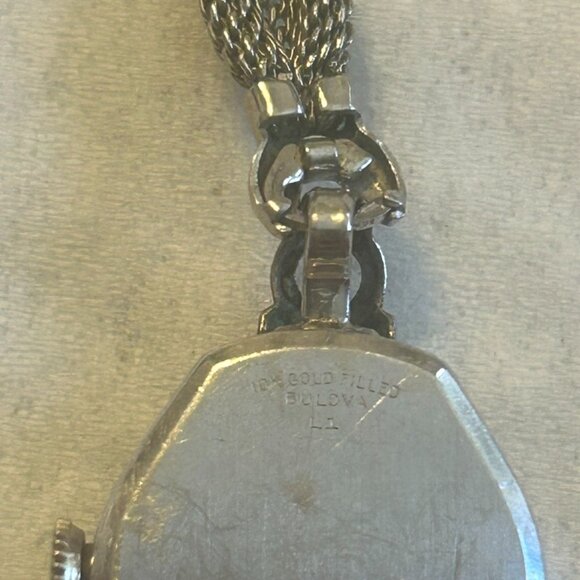 Vintage! Working Bulova 1950s 10K GF Art Deco Watch with 2 Diamonds #3760624